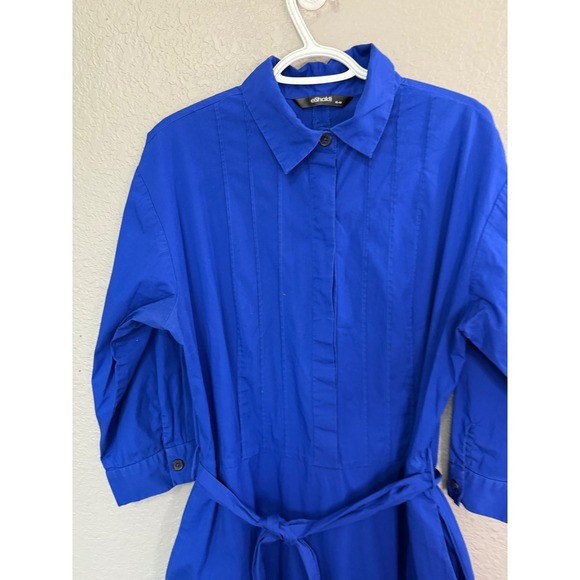 Eshakti Cotton Poplin Sash-Tie Maxi Shirtdress Blue 16 Modest Occasion Preppy - Picture 4 of 11